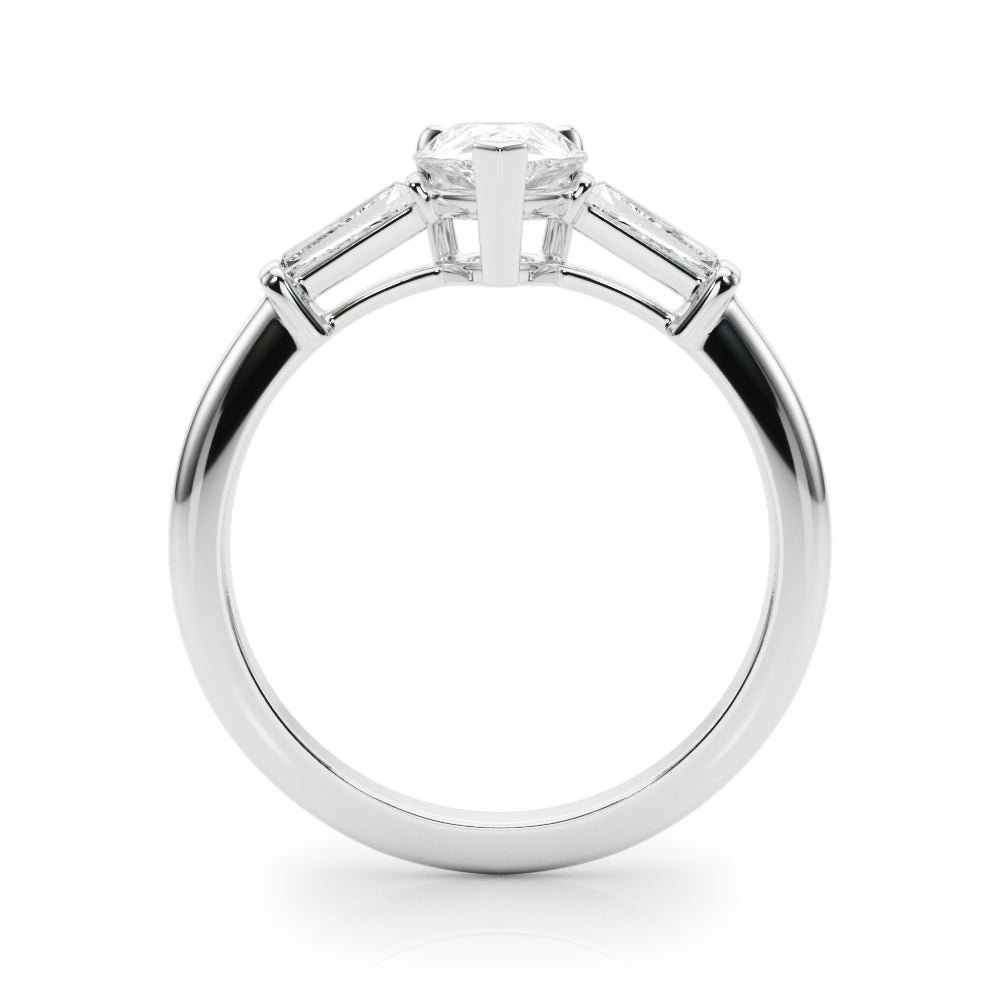 14K White Gold Diamond Engagement Ring with Side Stones