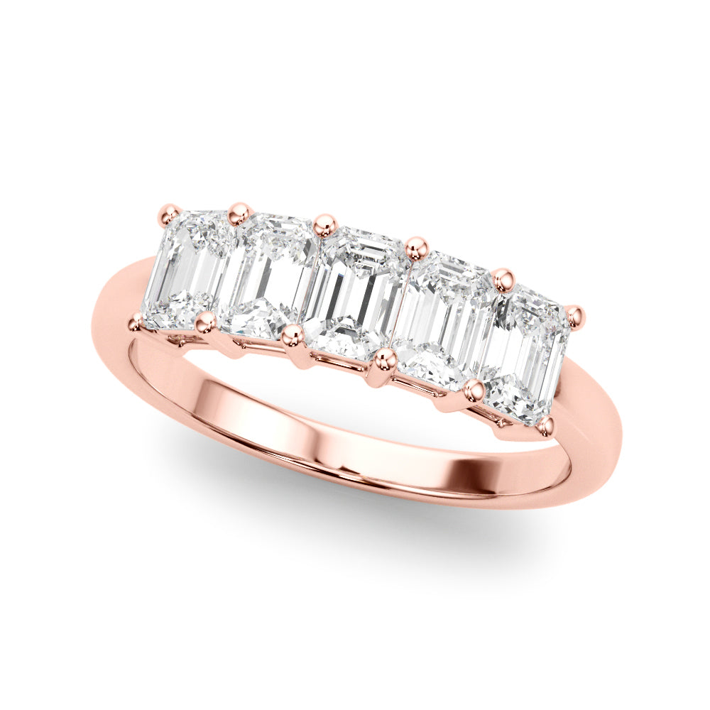 14K Rose Gold Emerald Diamond Wedding Ring