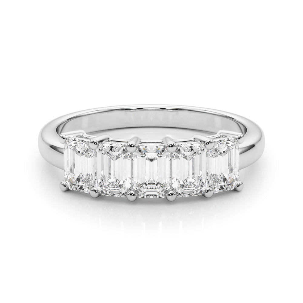 18K White Gold Emerald Diamond Wedding Ring