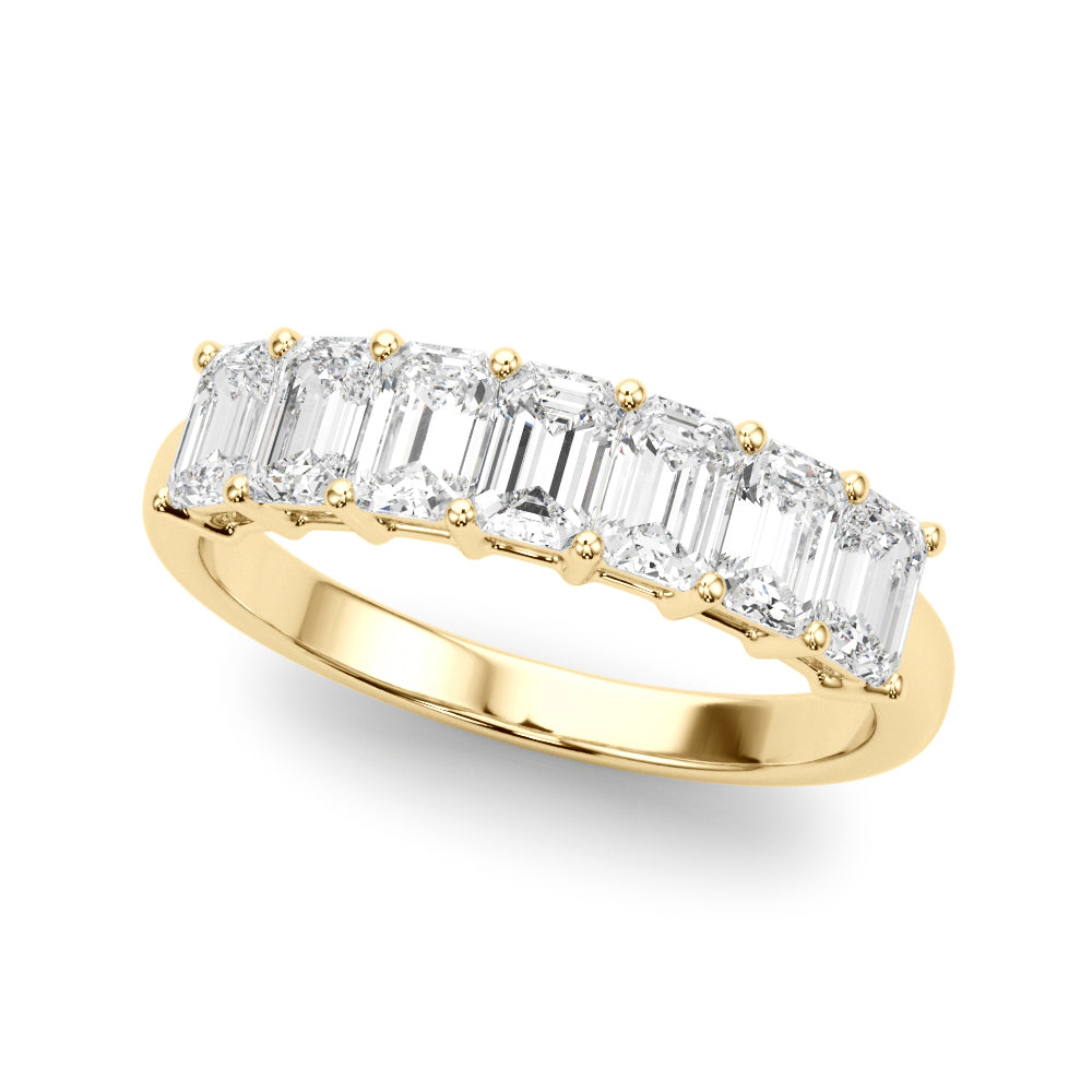 18K Yellow Gold Emerald Diamond Wedding Ring