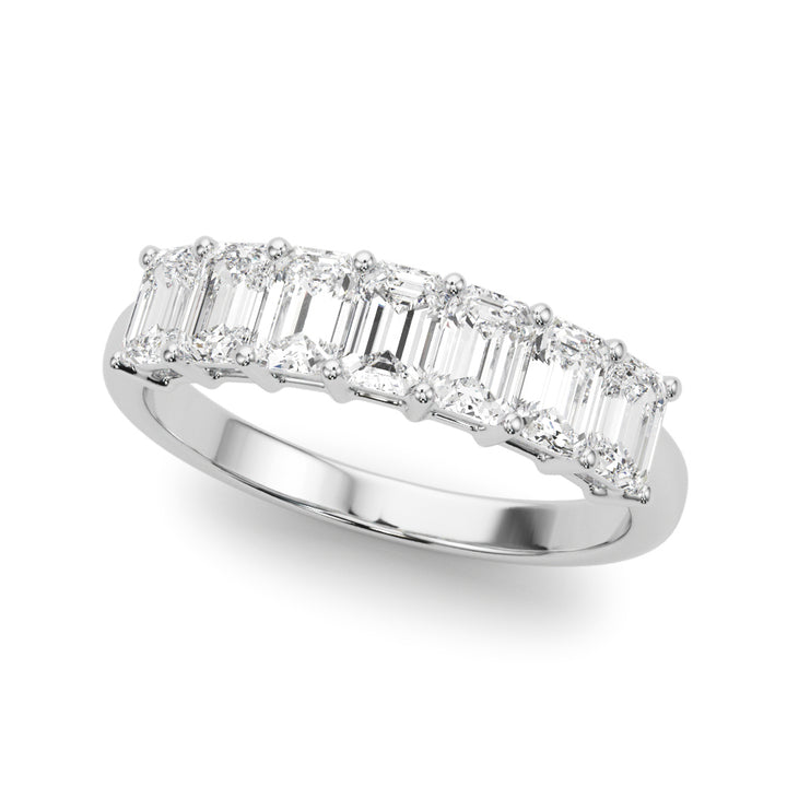 Multi-Diamond Emerald Cut Wedding Ring