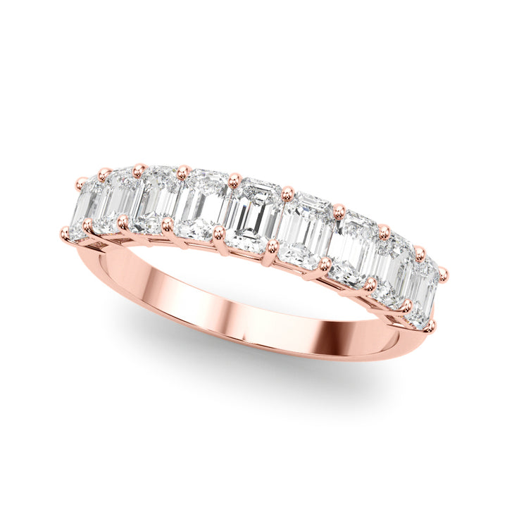 18K Rose Gold Multi-Diamond Emerald Cut Ring