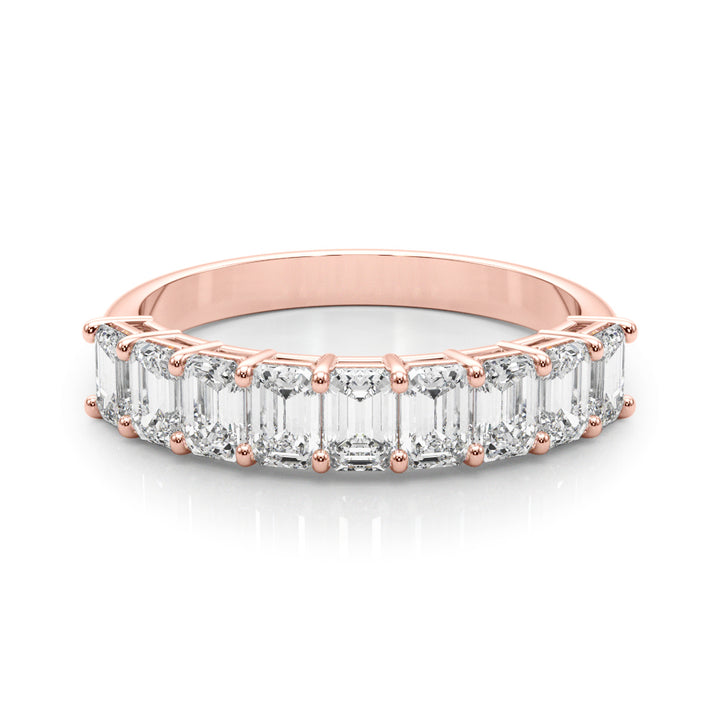 18K Rose Gold Multi-Diamond Emerald Cut Ring
