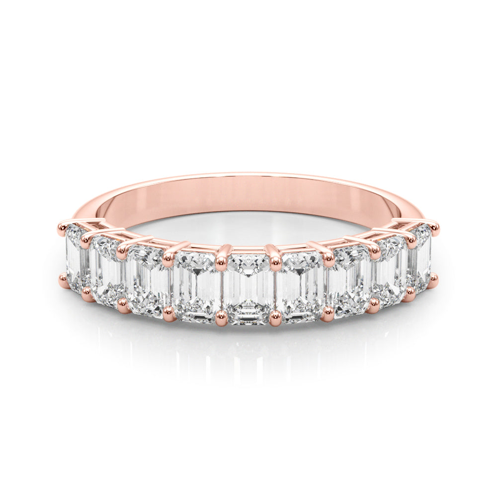 14K Rose Gold Emerald Diamond Wedding Ring