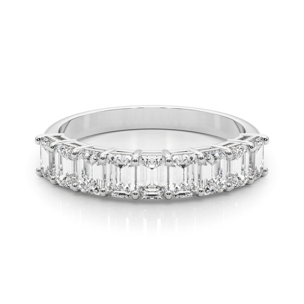 14K White Gold Multi-Diamond Emerald Ring