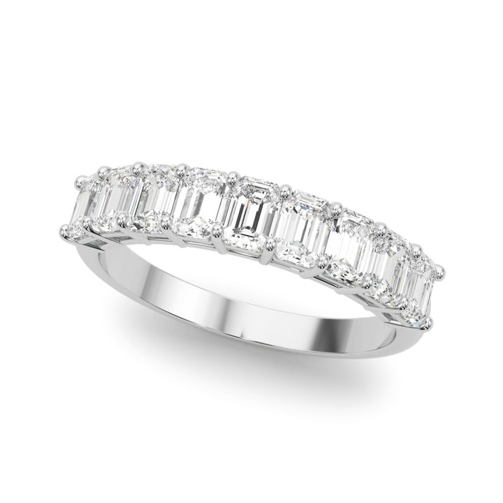 18K White Gold Multi-Diamond Emerald Cut Ring