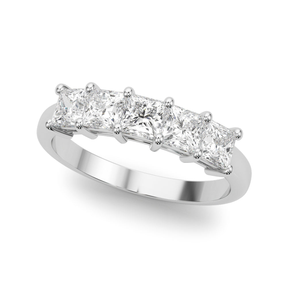 14K White Gold Square Diamond Wedding Ring