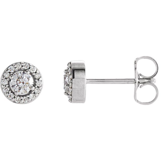 Round 4-Prong Halo-Style Earrings