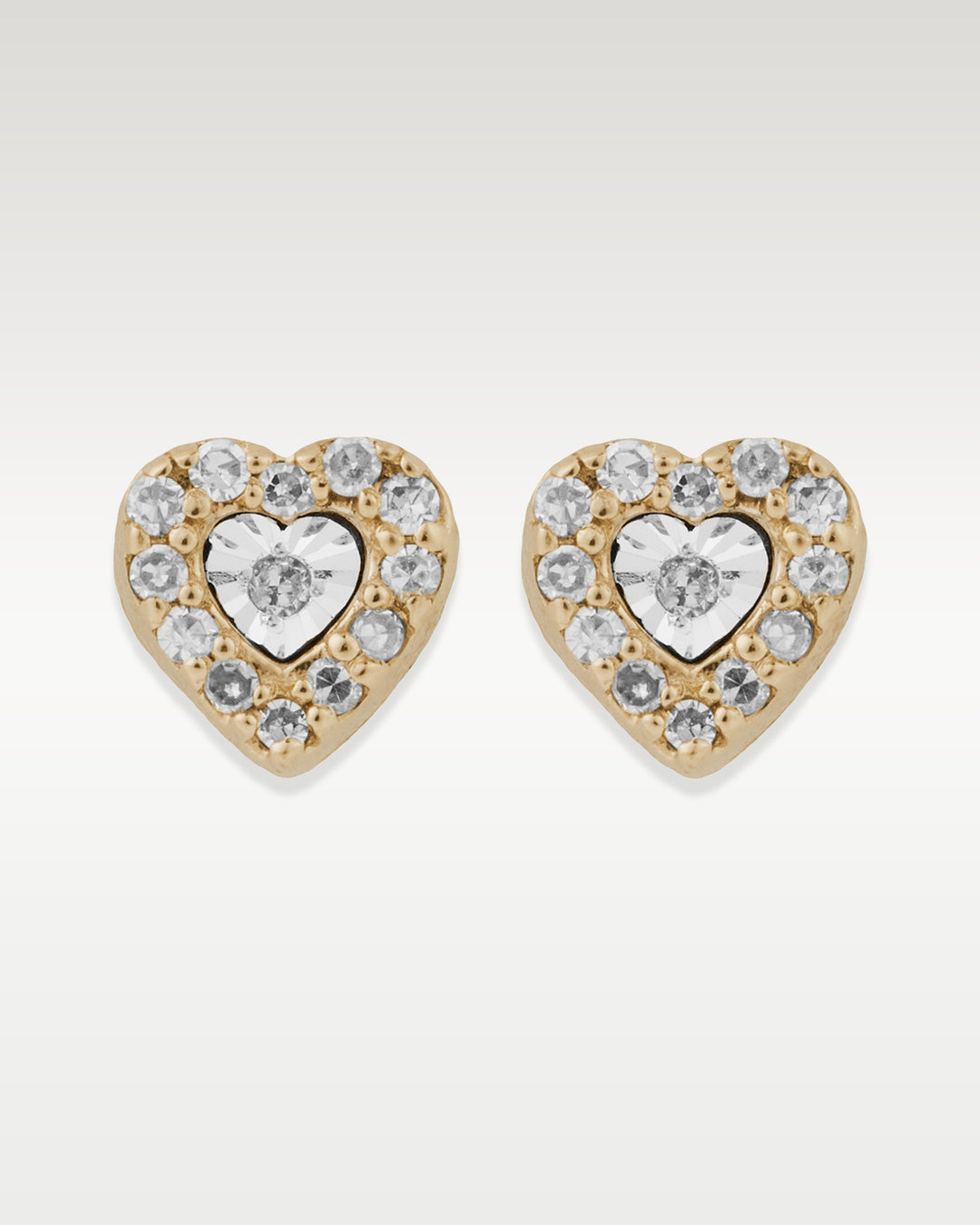 Lab Grown Diamond Heart Two Tone Stud Earrings | Bitton Diamonds Dallas