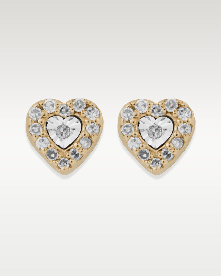 Lab Grown Diamond Heart Two Tone Stud Earrings | Bitton Diamonds Dallas
