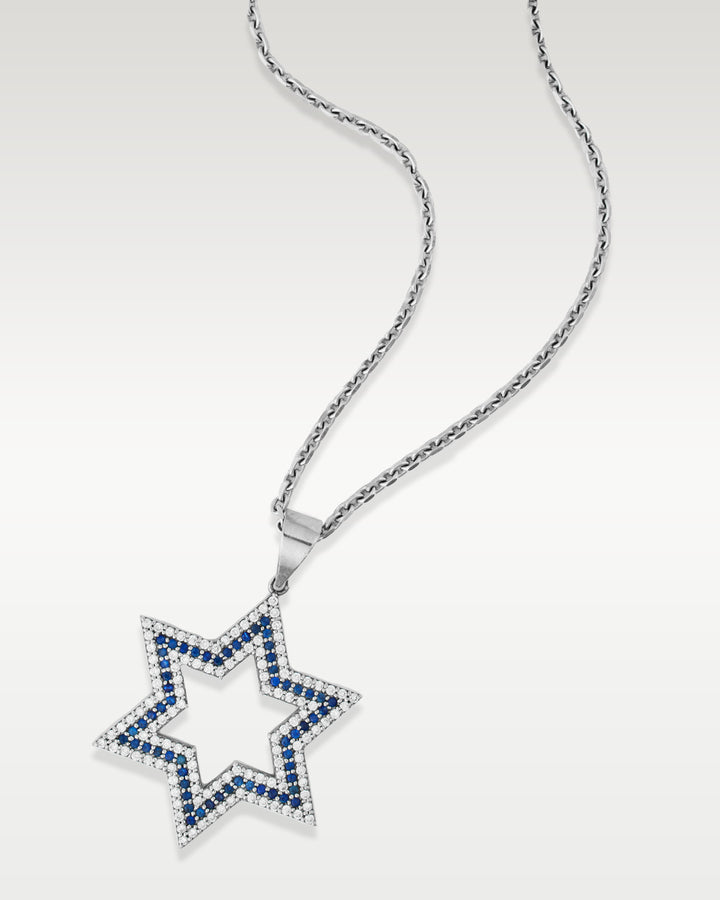 Diamond Sapphire Star Of David Pendant Necklace | Bitton Diamonds Dallas