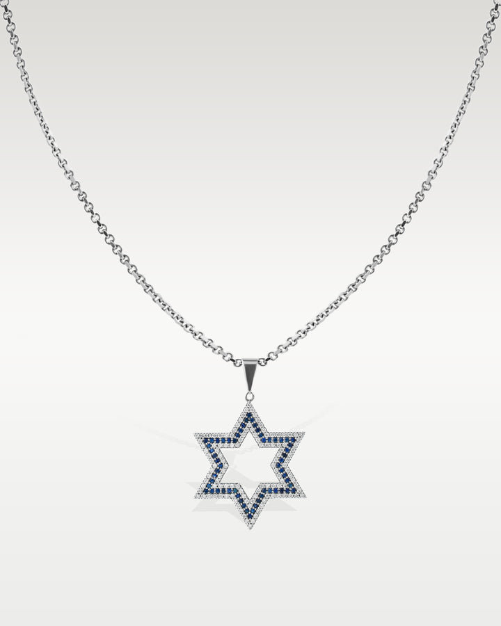 Diamond Sapphire Star Of David Pendant Necklace | Bitton Diamonds Dallas