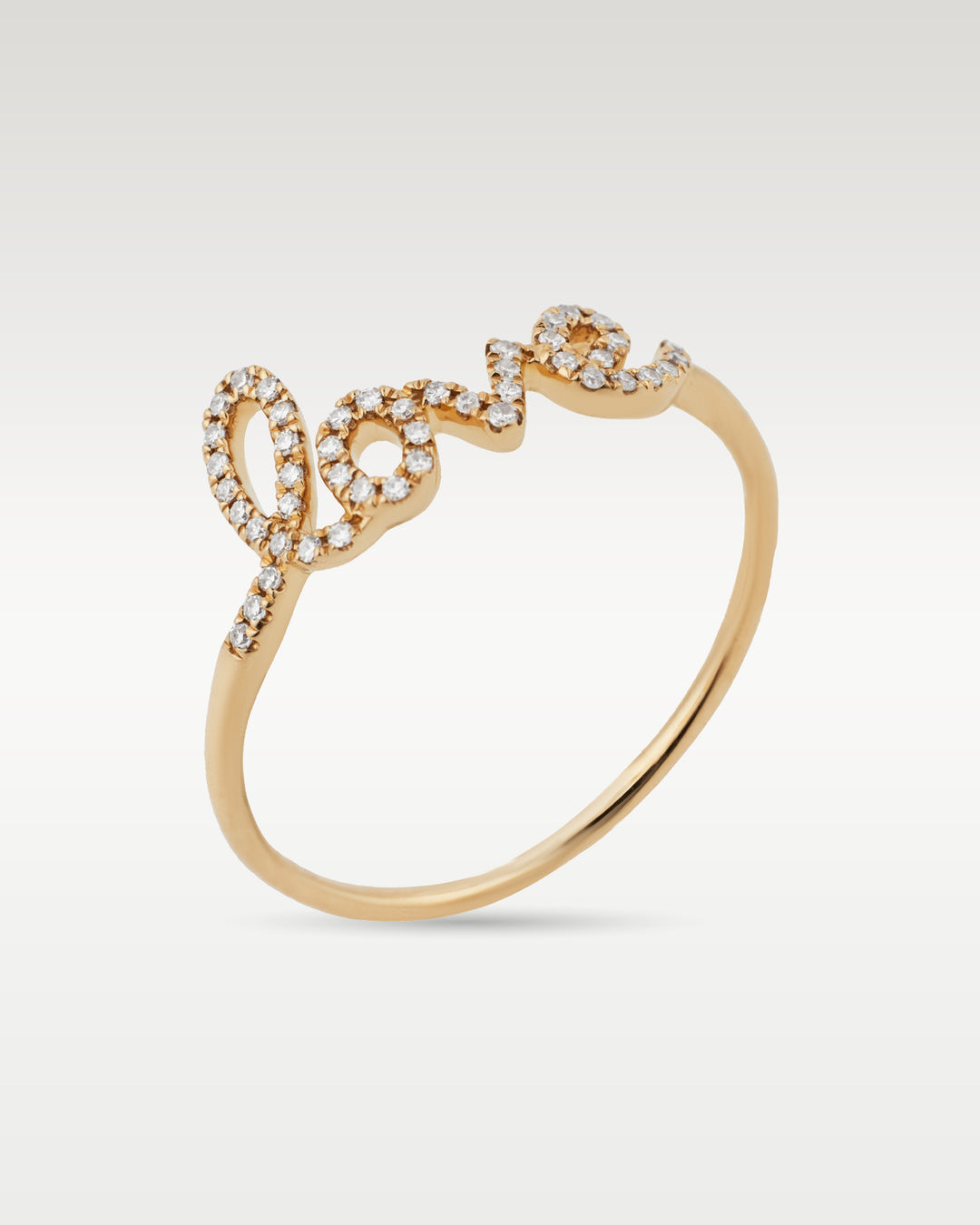 Yellow Gold Love Script Natrual Diamond Ring | Bitton Diamonds Dallas