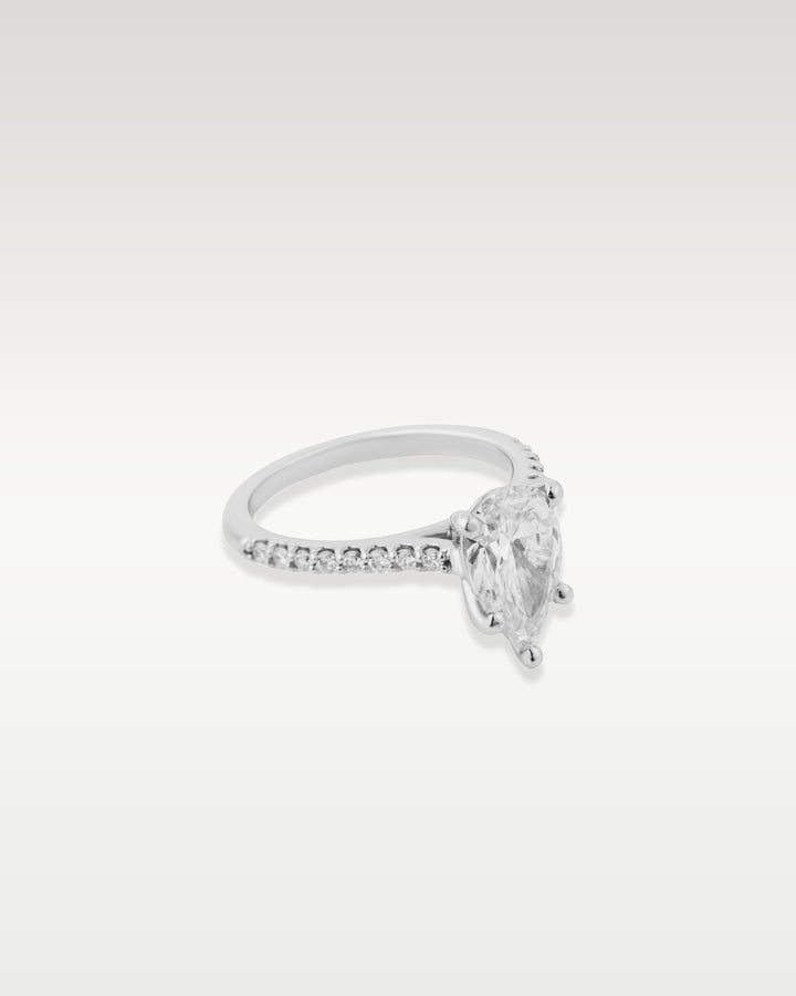 Gold Pear Shape Cathedral Diamond Engagement Ring | Bitton Diamonds Dallas