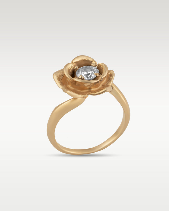 Gold Diamond Rose Ring