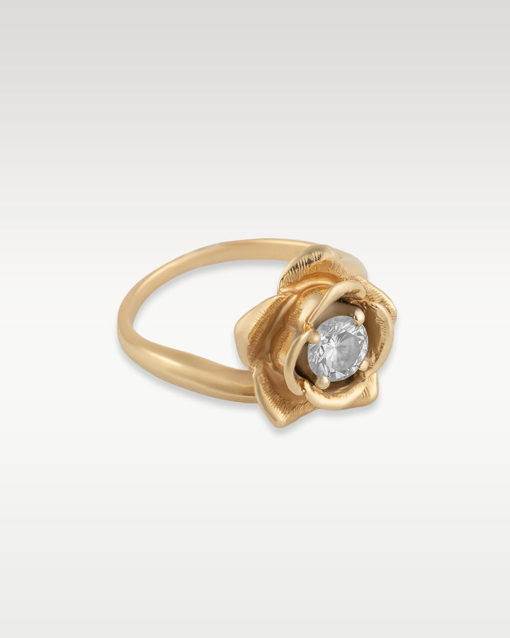 Gold Diamond Rose Ring
