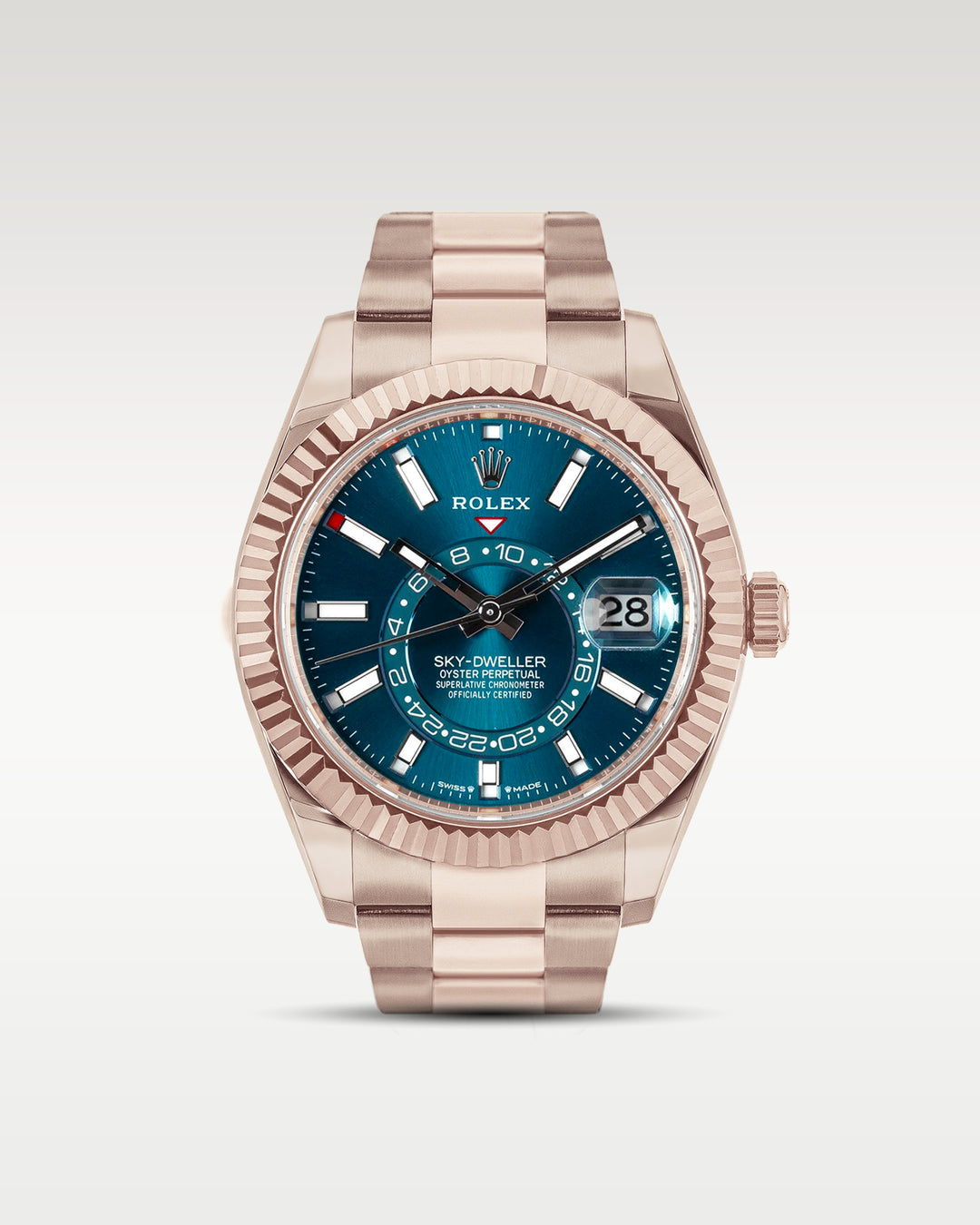 Rose Gold Rolex Sky Dweller 336935 Teal Dial Watch | Bitton Diamonds Dallas