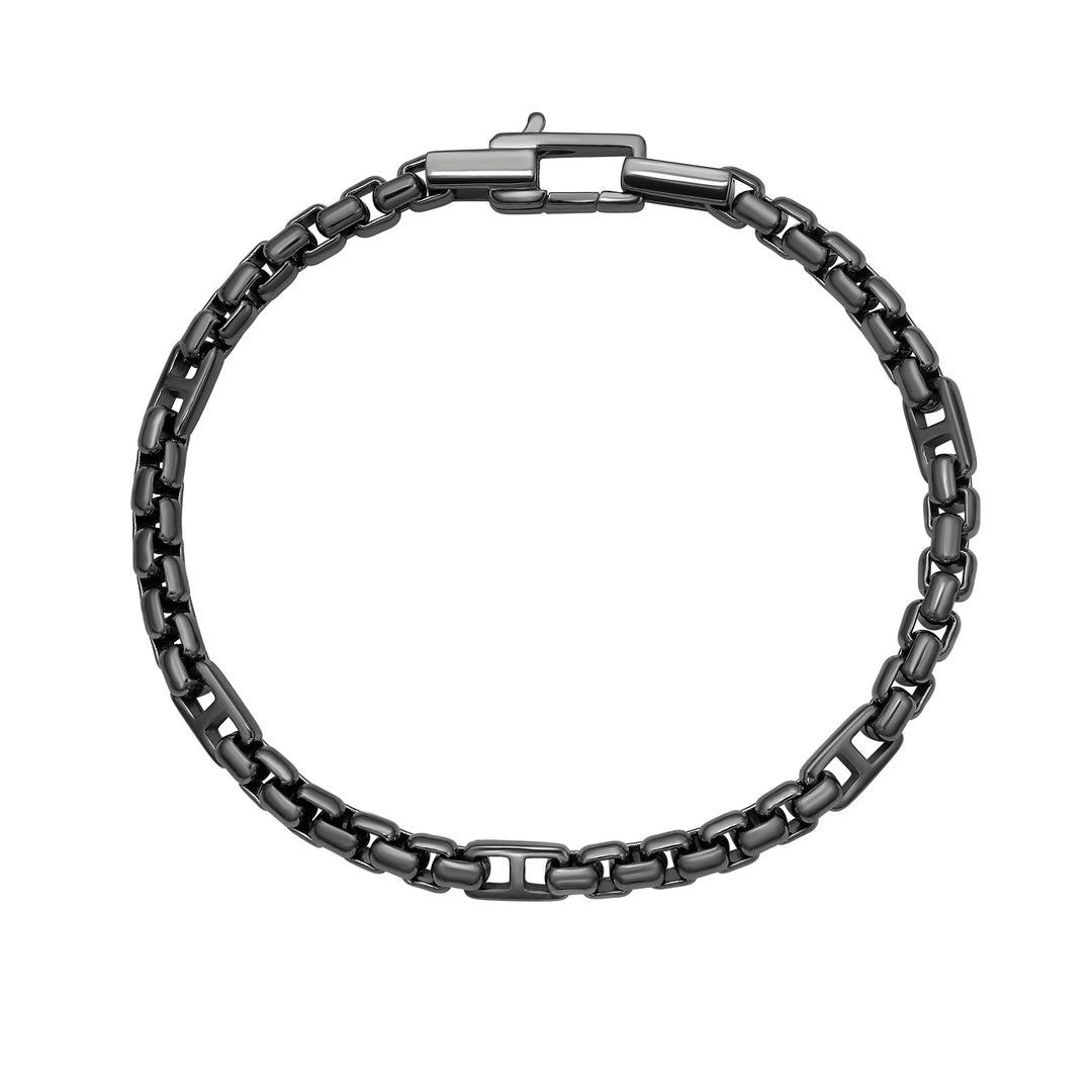 Ruthenium Finish Silver MarinerBox Link Bracelet