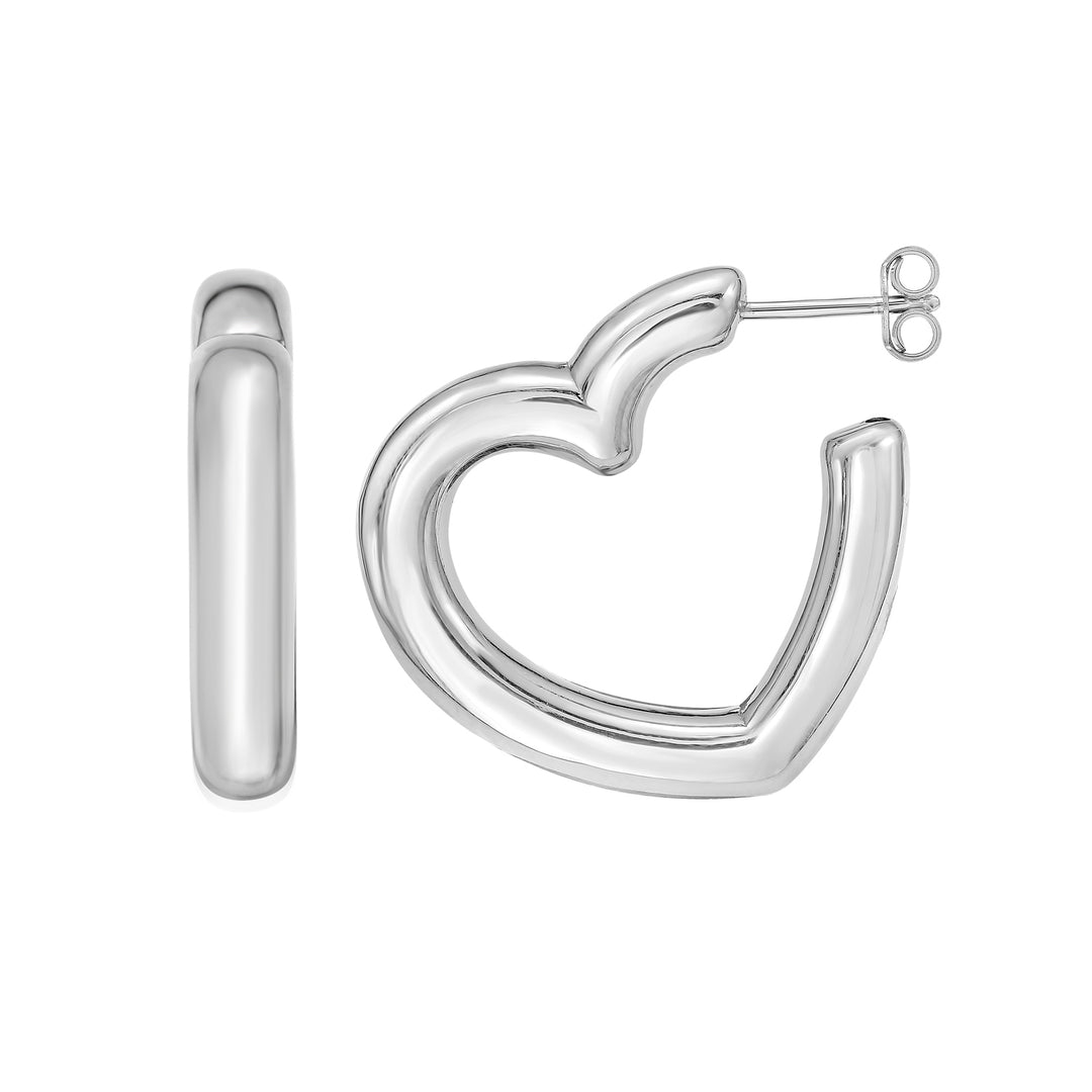 Silver Open Heart Earring