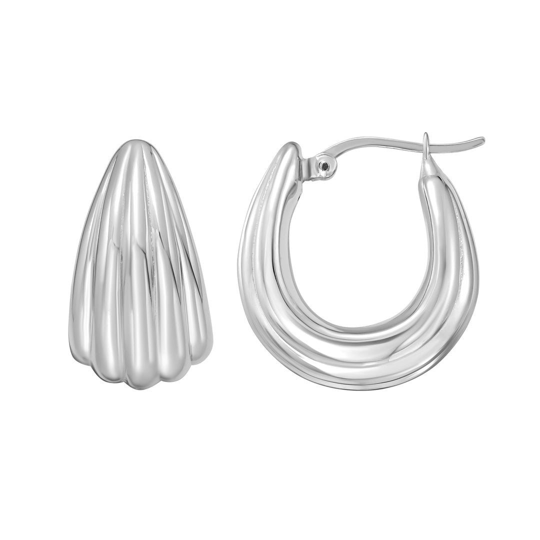 Silver Scalloped Hoop Earring