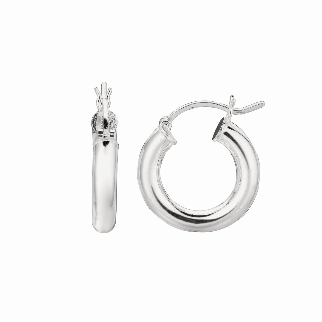 Silver 4x25mm Hoop Earring