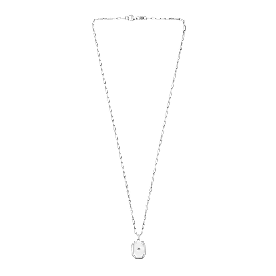Silver Octagonal Star Locket Necklace
