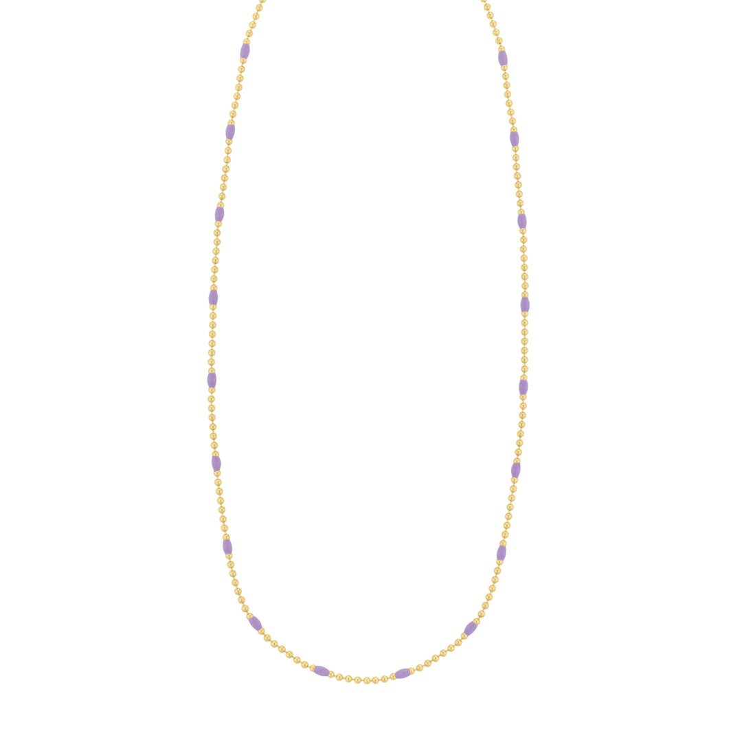 Gold Over Silver Enamel Beaded Chain Necklace
