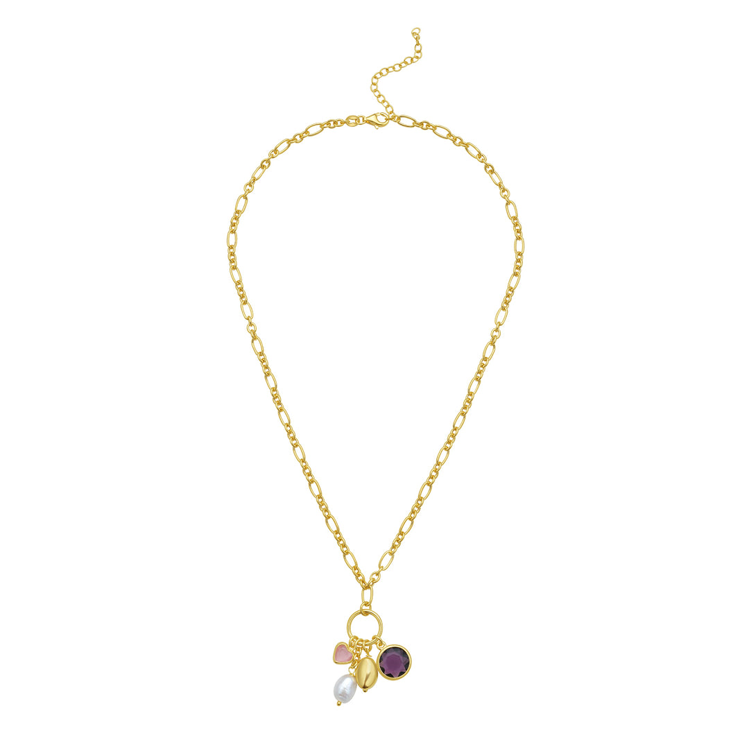 Gold Over Silver CZ Charm Necklace