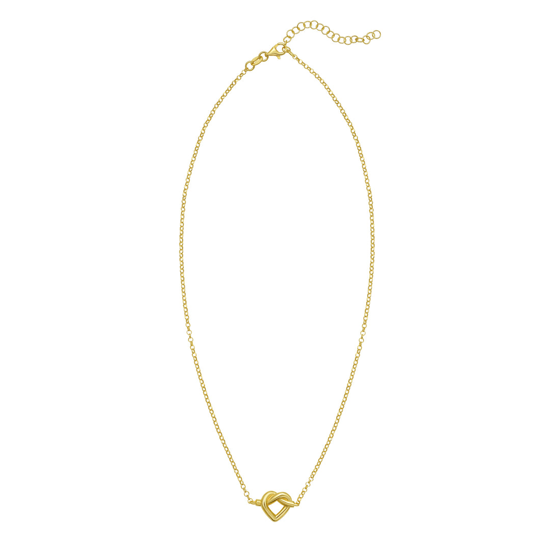 Gold Over Silver Open Knot Heart Necklace