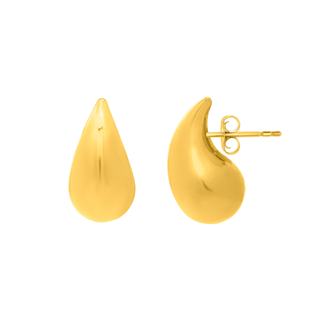 Gold Over Silver Puffed Teardrop Earring