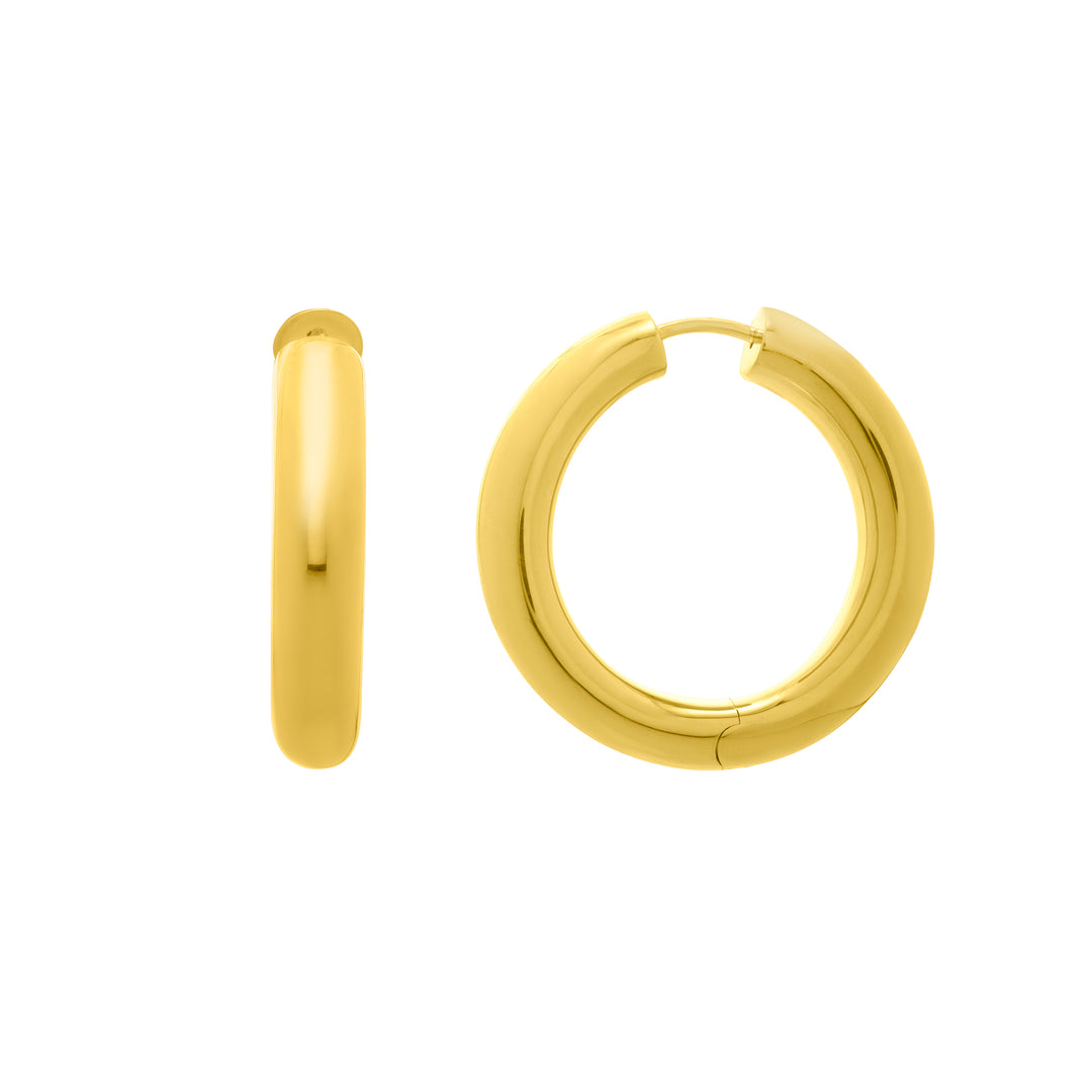 Gold Over Silver Round Snap Clasp Hoops