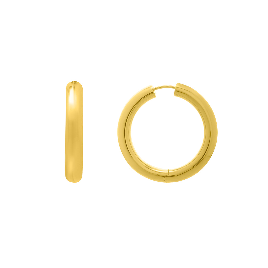 Gold Over Silver Round Snap Clasp Hoops