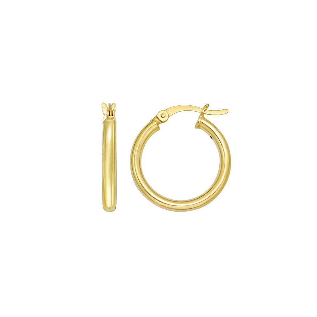 Gold Over Silver 2x15mm Hoop Earring