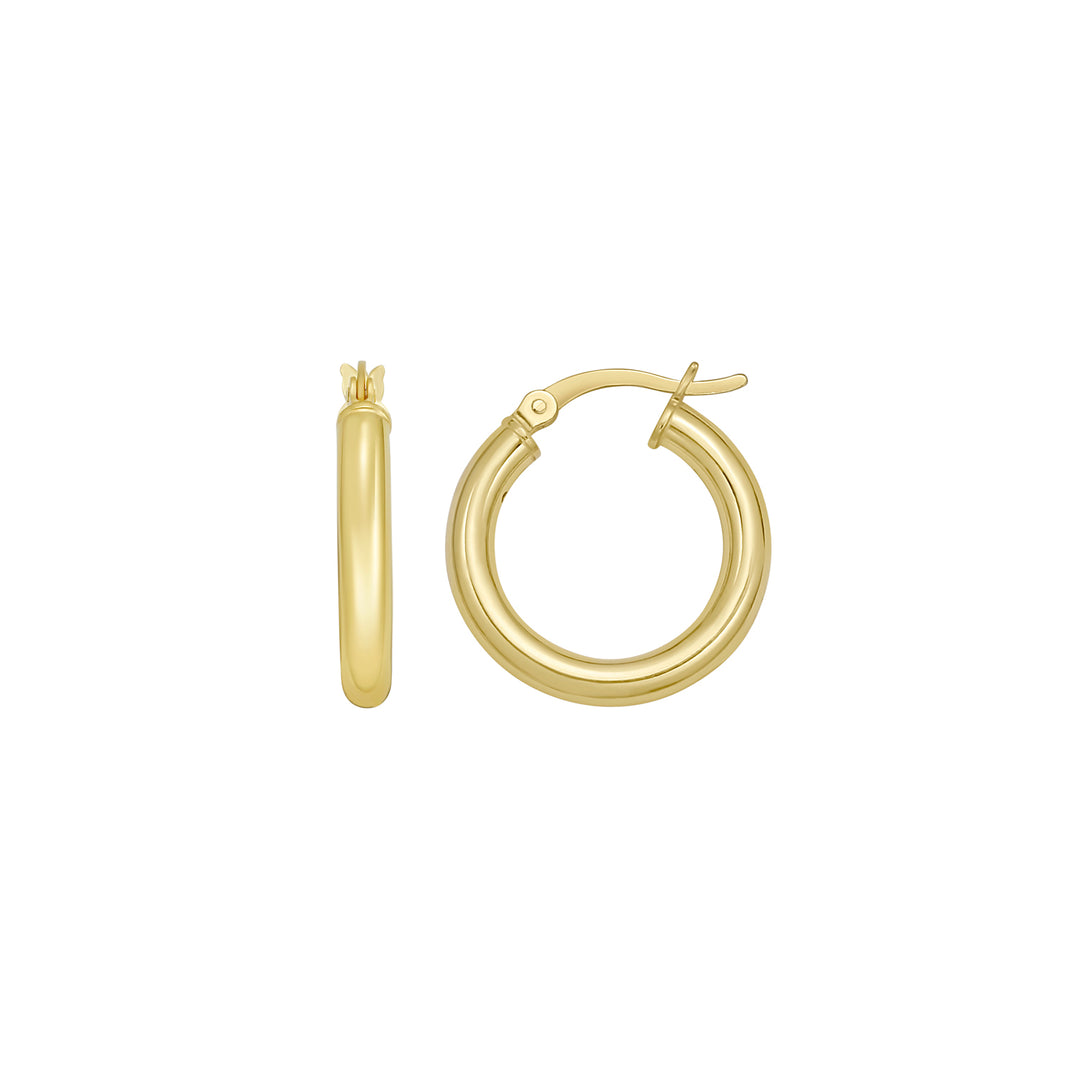 Gold Over Silver 3x15mm Hoop Earring