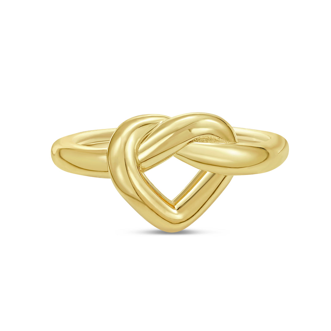 Gold Over Silver Open Heart Knot Ring