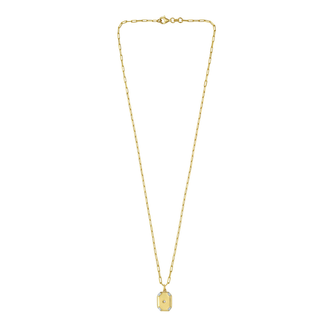 Gold Over Silver Octagonal Star Locket Necklace