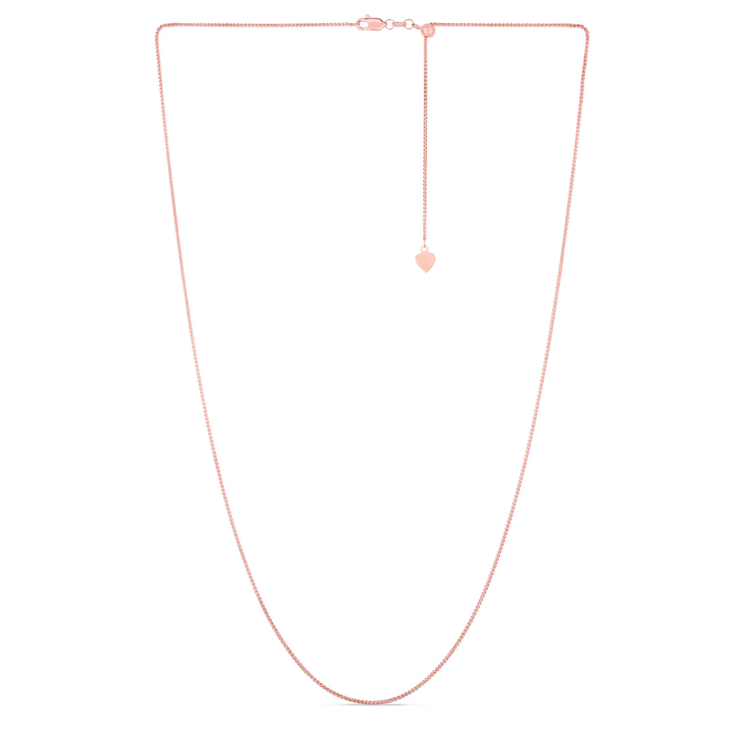 14K Gold 1mm Adjustable Wheat Chain