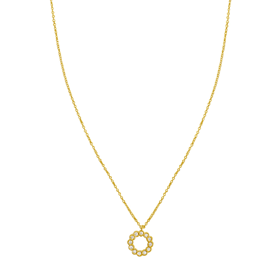 14K Petite Diamond Circle Necklace
