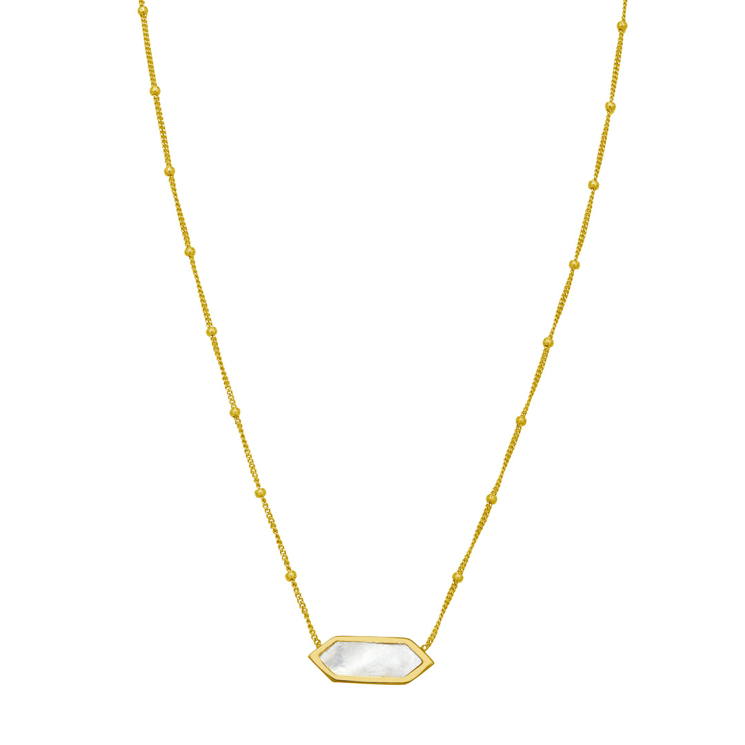 14K Hexagon Mother of Pearl Necklace