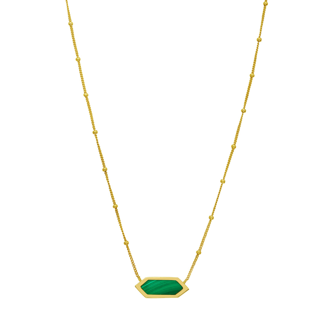 14K Hexagon Malachite Necklace