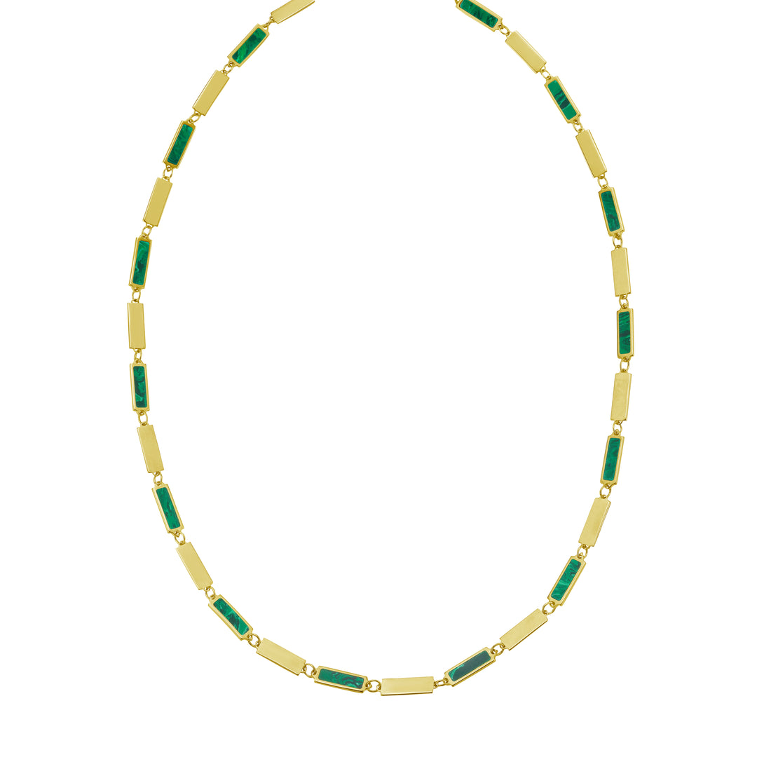 14K Malachite Rectangle Links Necklace