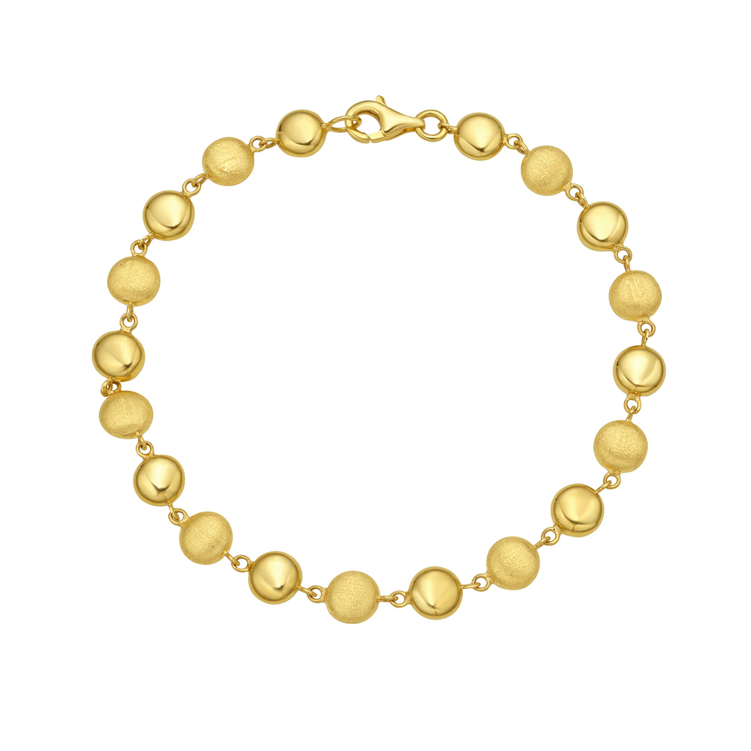 14K Polished/Satin Pebbles Bracelet