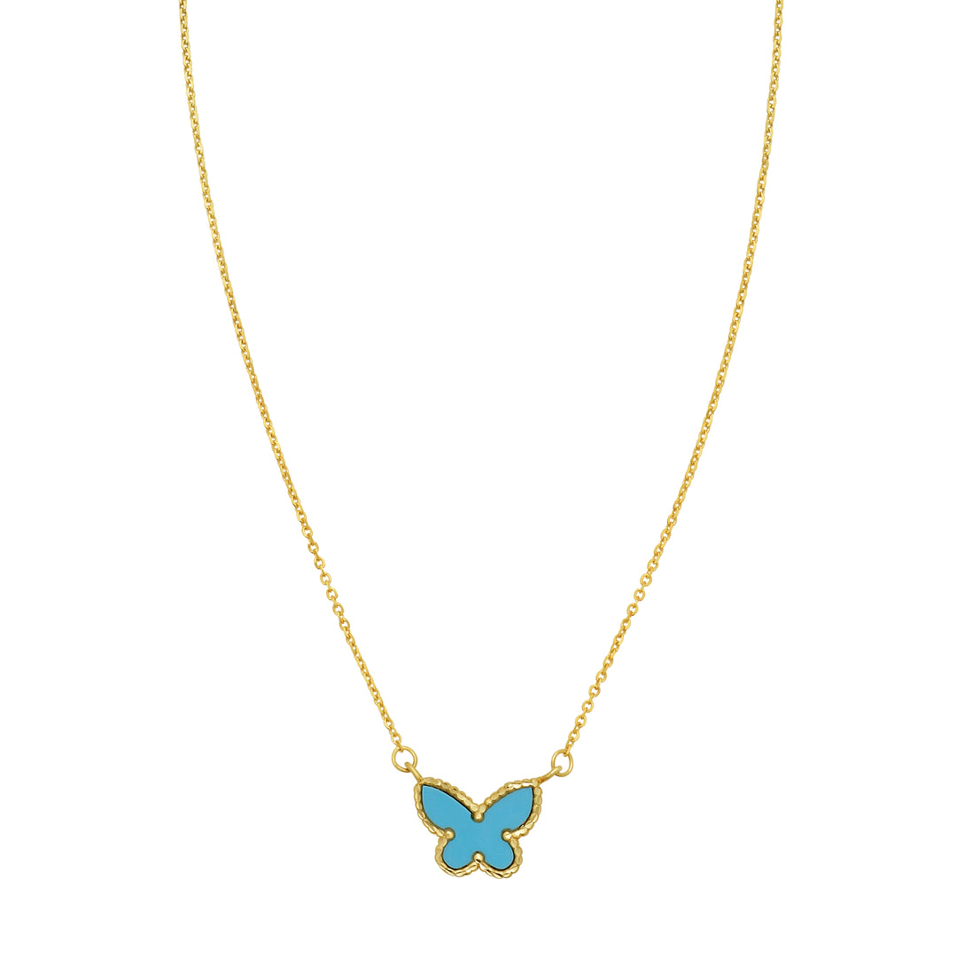 14K Primavera Turquoise Butterfly Necklace