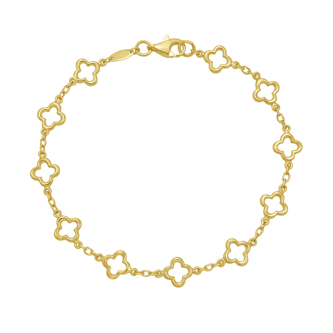 14K Gold Clover Link Bracelet