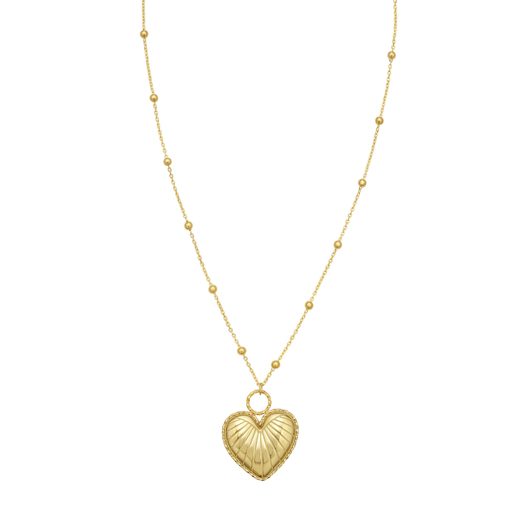 14K Vintage Puffed Heart Necklace