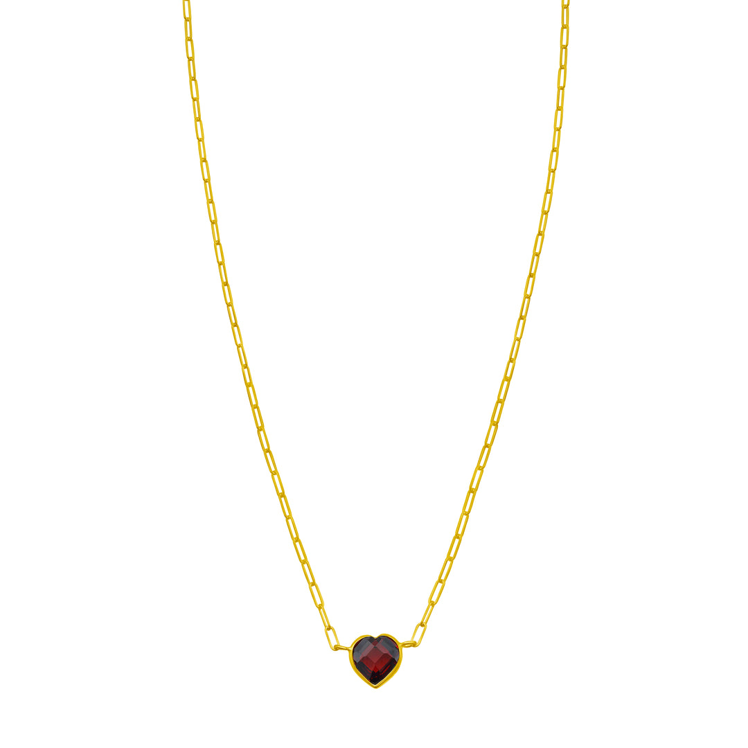 14K Garnet Heart Necklace