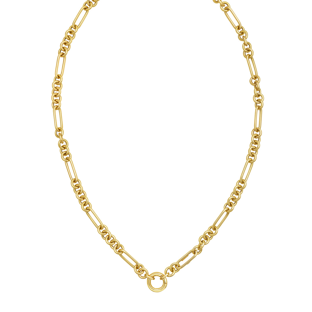 14K Fashion Figaro Charm Link Necklace
