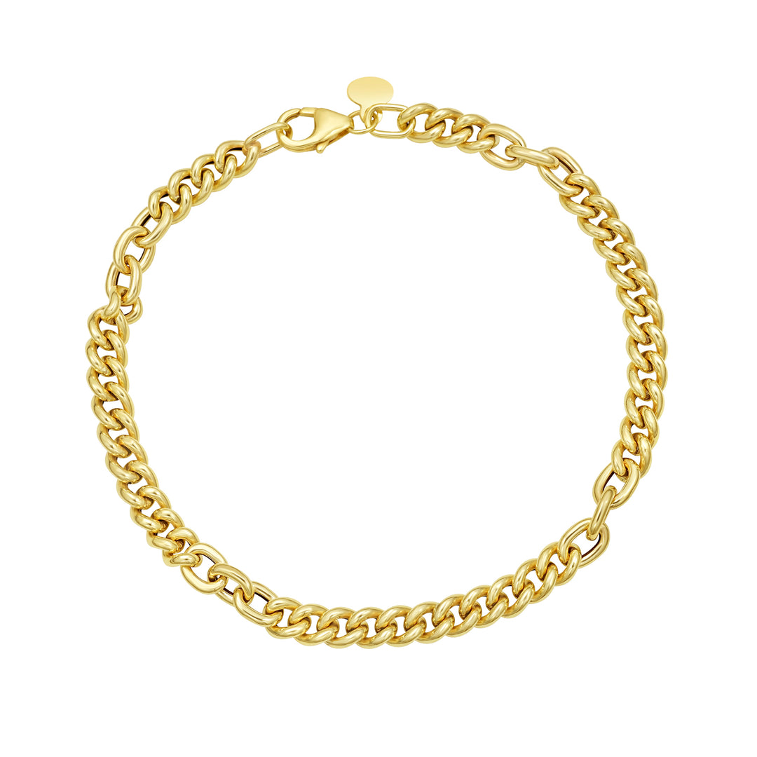 14K Small Paperclip & Curb Link Bracelet