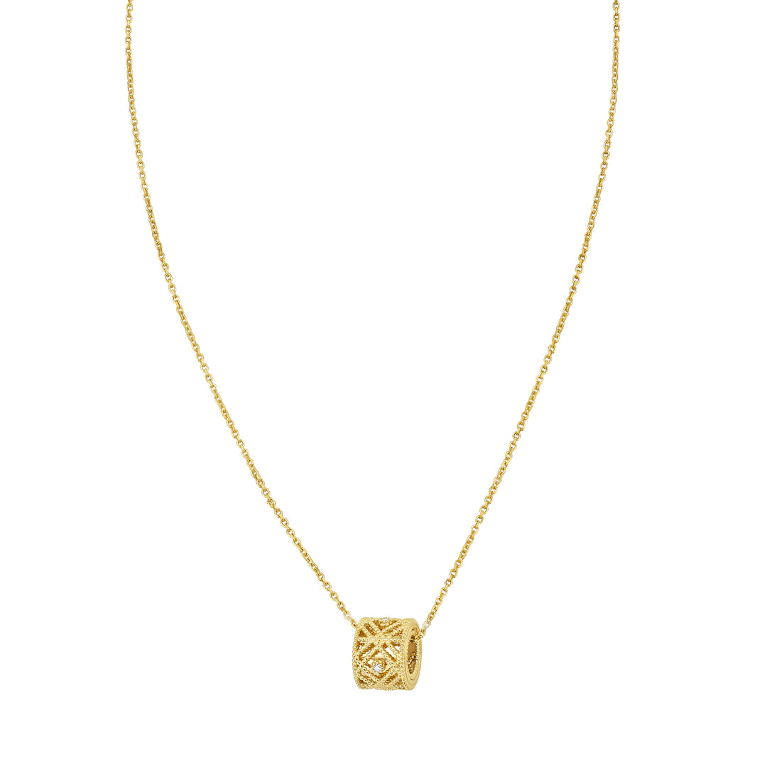 14K Diamond VannÃ¨rie Barrel Necklace