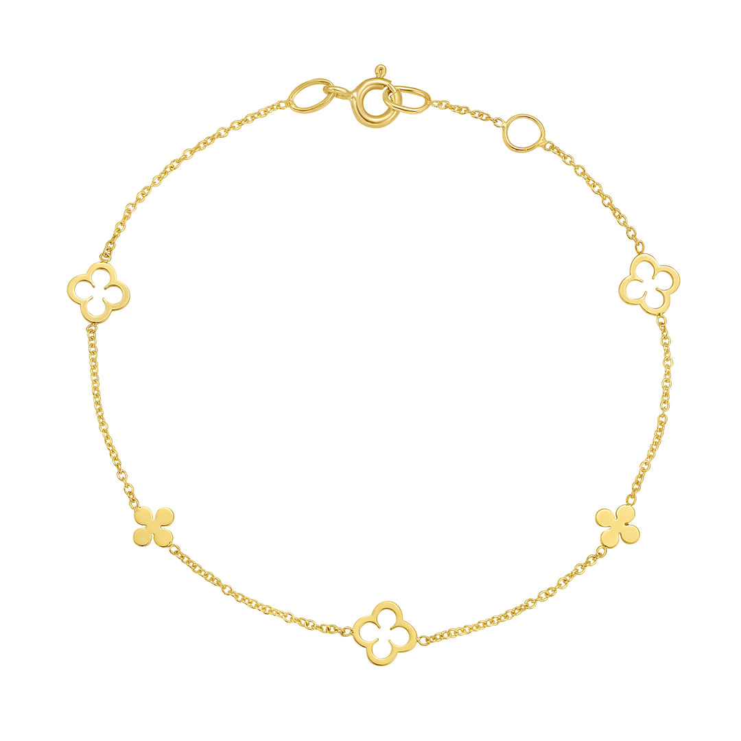 14K Alternating Clover Bracelet
